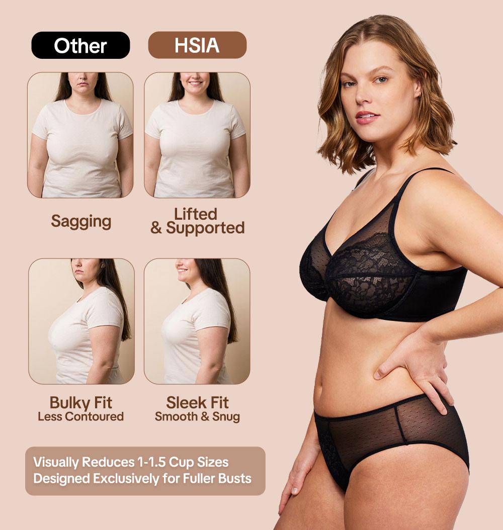 HSIA Enchante Unlined Floral Lace Underwire Plus Size No Padding Full Coverage Bra Set 2 Pack Womenswear
