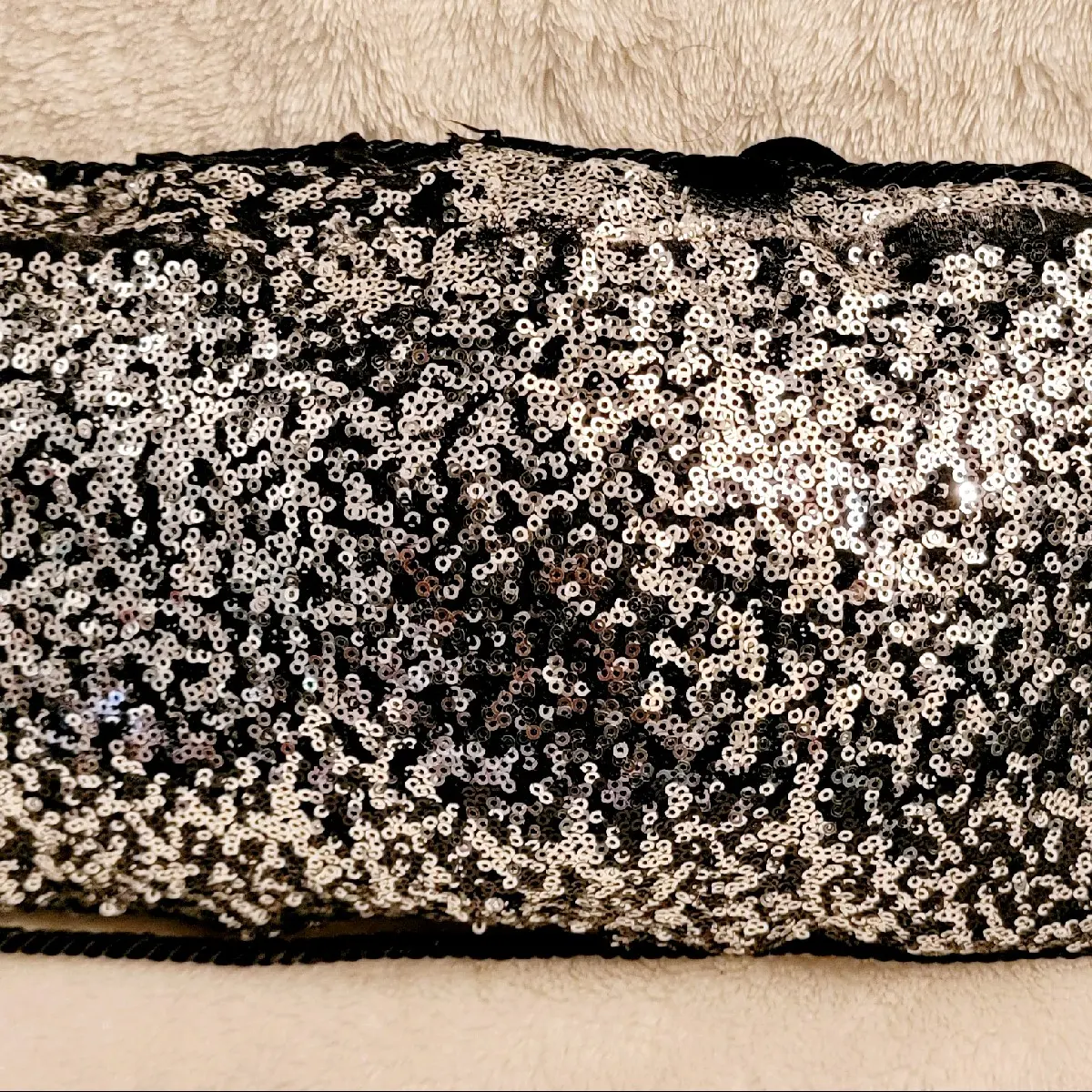 Silver Sequin and Blavj Bubble Trim Pillow