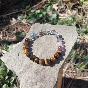 Tiger's eye and Fluorite 8mm Bracelet