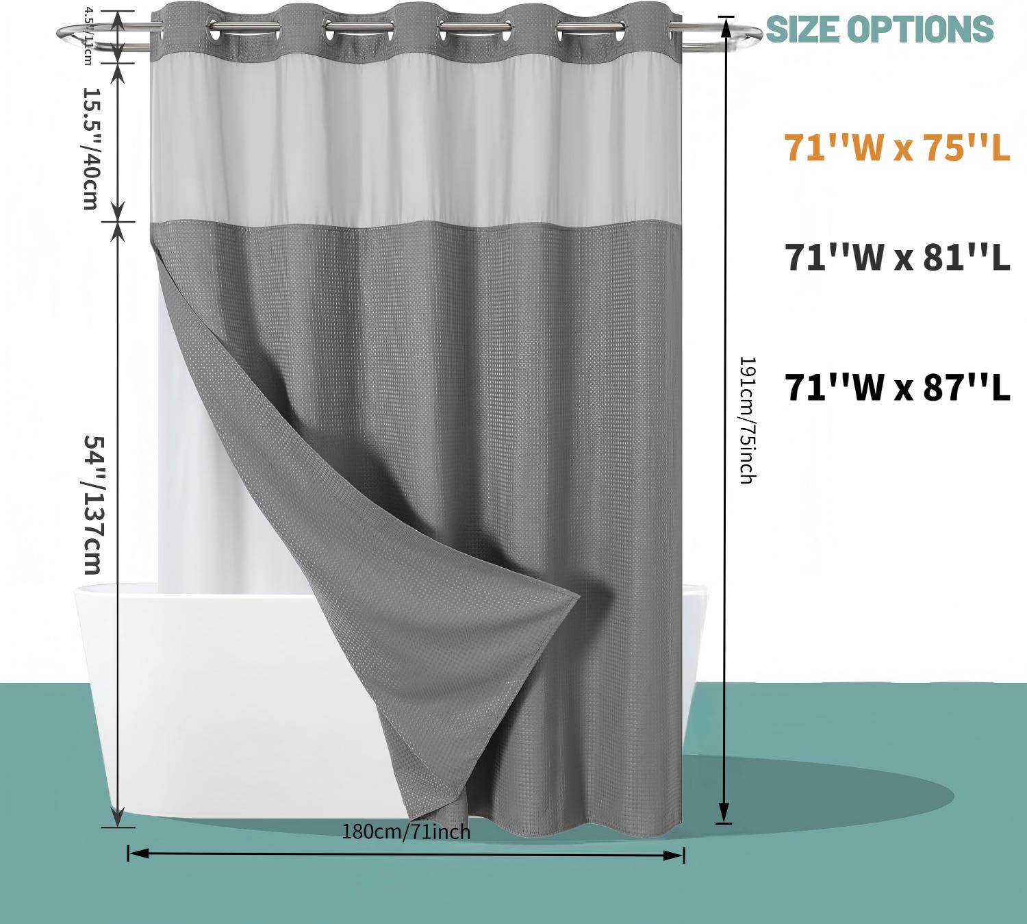 Waffle Pattern Shower Curtain, 1 Count Double-Layer Waterproof Shower Curtain, Removable Shower Curtain with Snaps, Bathroom Accessory & Supplies Waffle Pattern Shower Curtain, 1 Count Double-Layer Waterproof Shower Curtain, Removable Shower Curtain with Snaps, Bathroom Accessory & Supplies