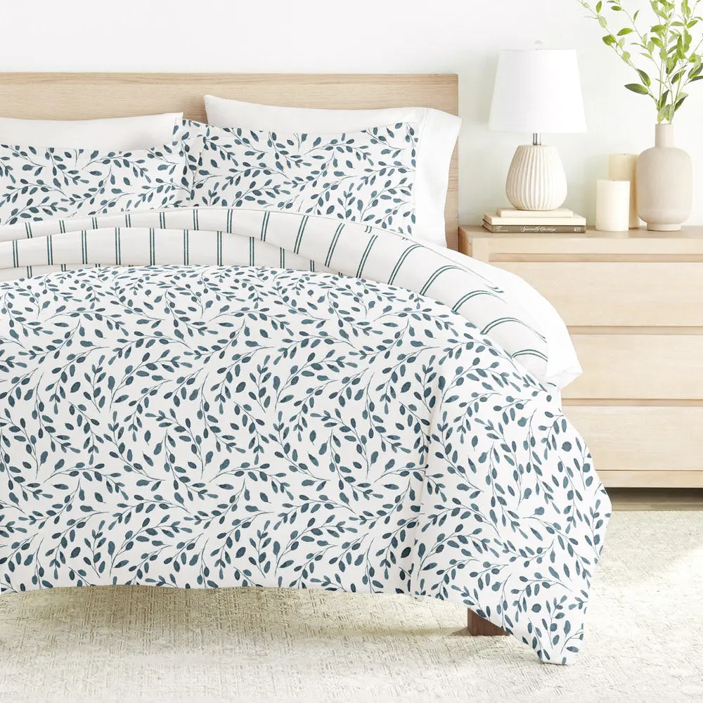 Watercolour Vines Pattern 3-Piece Reversible Duvet Cover Set