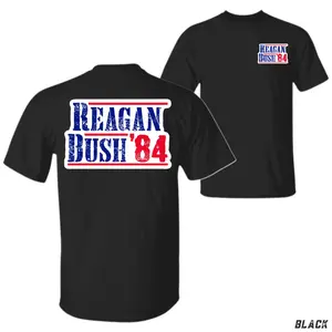 Reagan Bush '84 2 Sides Shirt, Distressed American Flag Print, Retro Political Top, Unisex Patriotic Summer Outfit, Vintage Graphic Cotton Tee USA