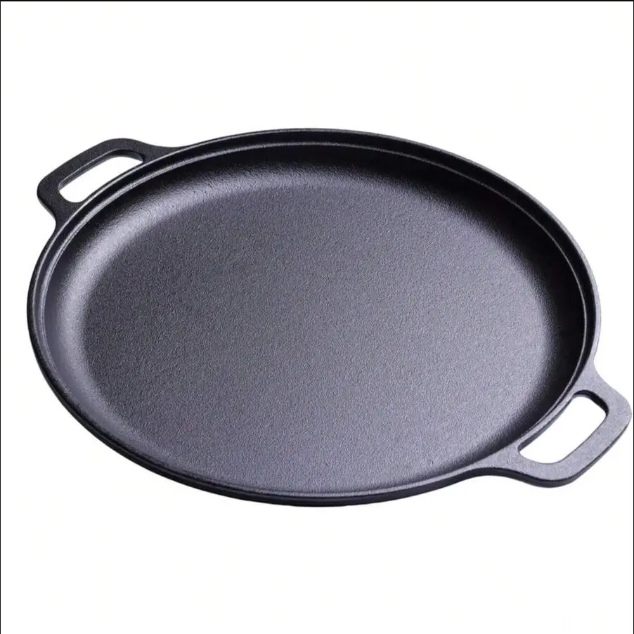 LugoBox Pre-Seasoned Cast Iron Grill Pan, 11.02-Inch Skillet with Dual Loop Handles, Nonstick Cookware for Pizza, Steak & Grilling
