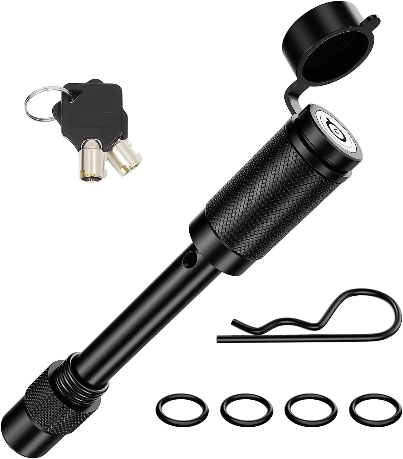 Nilight Hardened Steel Trailer Hitch Lock Pin with Locking Mechanism - 5/8" Anti-Theft Auto Part, Tubular Keys, Rotating Head, Weatherproof, Durable, 3.25" Extra Long Span for 2"-2.5" Receivers, Fits Tow Trucks
