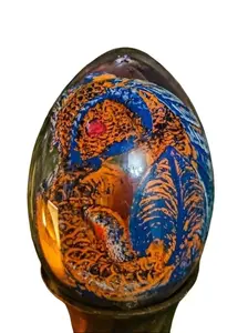 The Armored Kingdom Oceanflare Orange Dragon Egg Statue - Premium Resin, Molten Glow, Medieval Theme, Dragon Motif, Unisex 85.5cm x 2.16in 1-Piece Artificial Home Decor Ornament for Home Desk, Ideal Gift