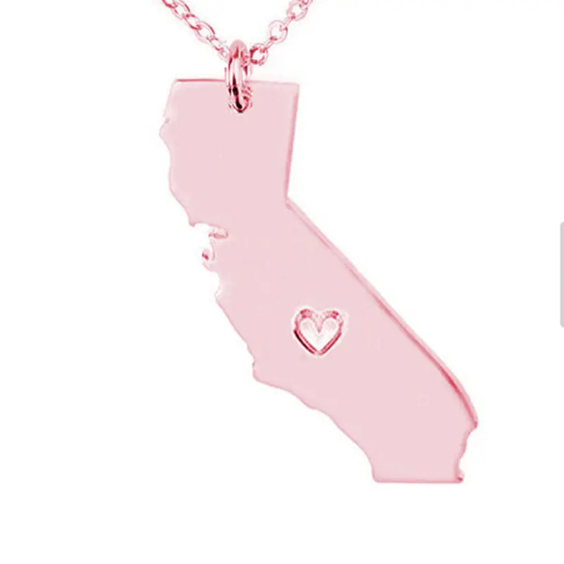 California map necklace, stainless steel pendant necklace