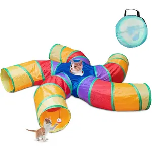 Suitable for Indoor Cats Cat Tunnel, 5 Play Methods Large Cat Game Tunnel and Tube, with Game Ball, S-Shaped Foldable Pet Tube with Interactive Peep Hole, Perfect for Indoor Exercise for Kittens, Puppies, and Rabbits