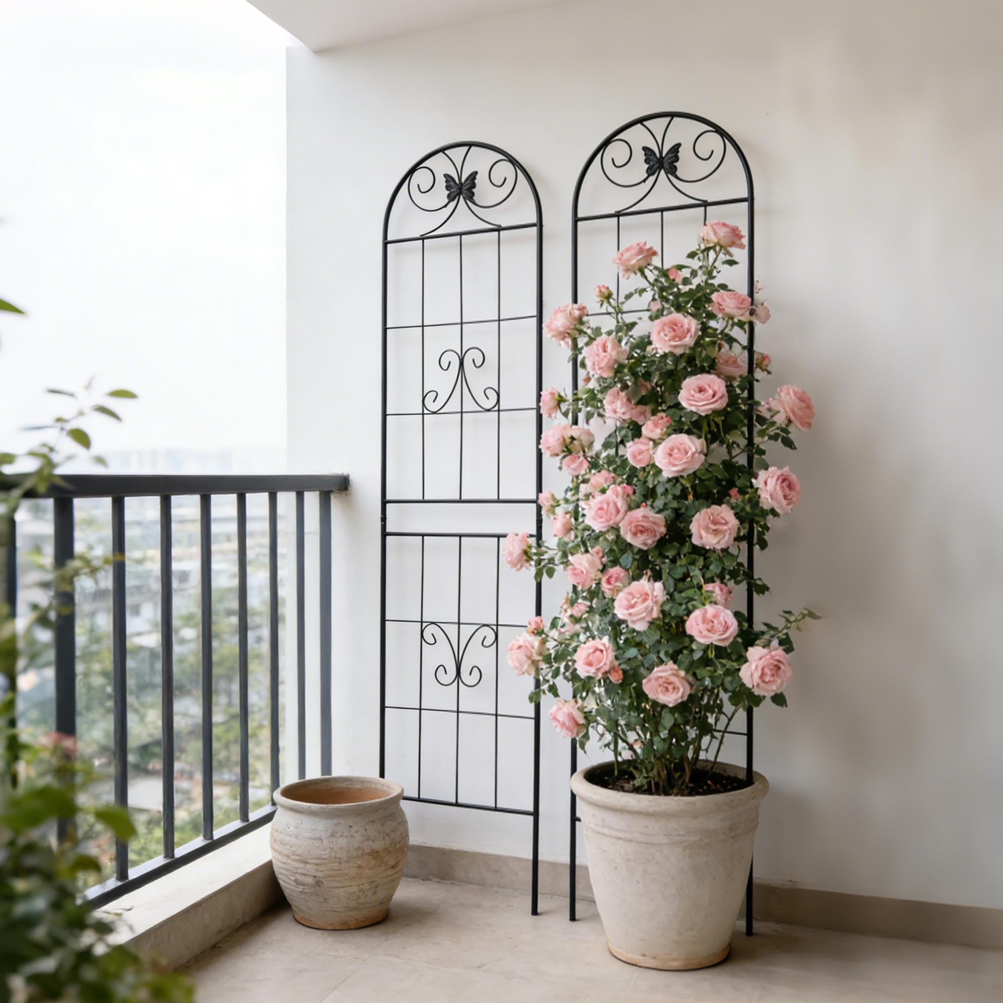 2/4 Pack Metal Garden Trellis 71" x 19.7" Rustproof Trellis for Climbing Plants Outdoor Flower Support Black