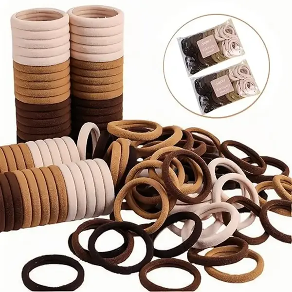 Brown cotton headband -50 seamless thick elastic ponytails fixed without creases, not damaging women, children, and infants Scrunchie Hair Accessories Set Tubi Hair Wrap Long Hair Tubi Hair Wrap Long Hair