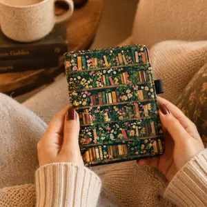 Cozy Library Kindle Case 12th Gen Paperwhite Protective Cover with Hand Strap and Stand, Bookish Kindle Case 2024 Release