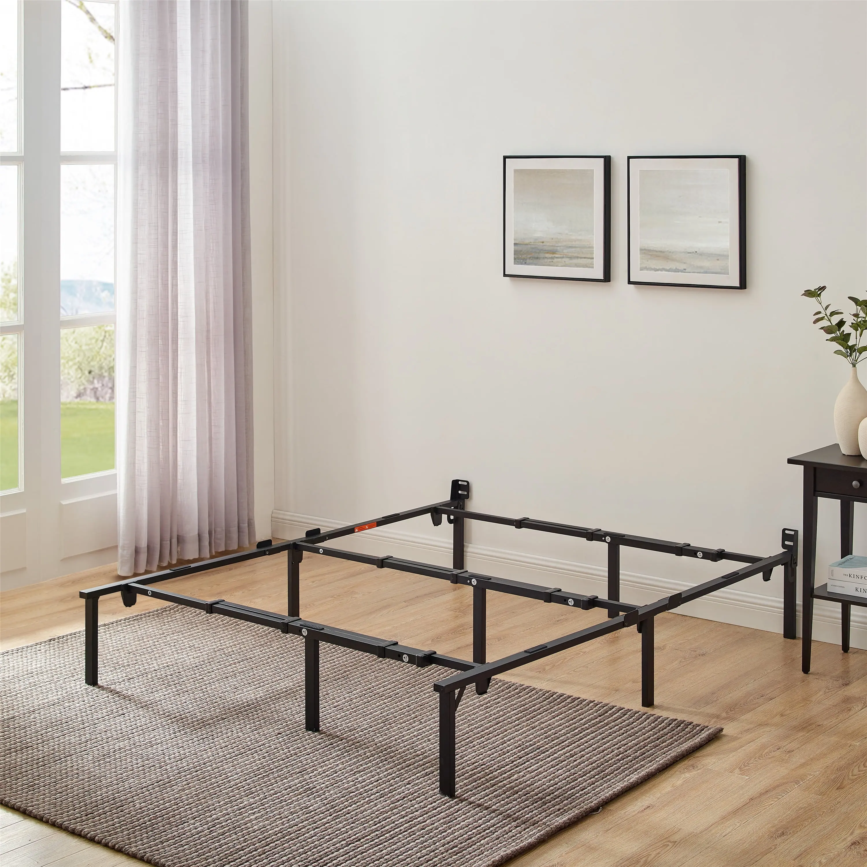 Mainstays 12" Adjustable Twin-King Metal Bed Frame, Black, Box Spring Required