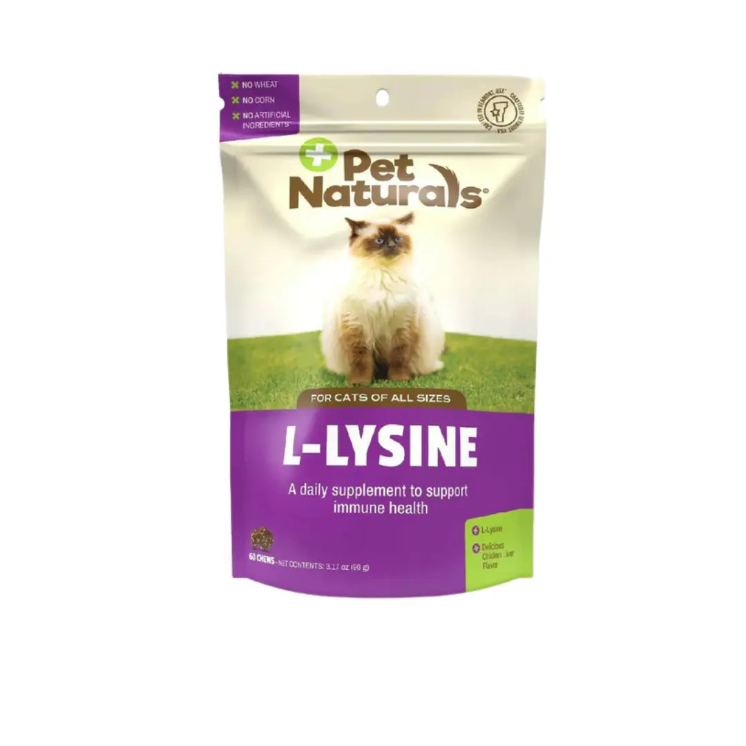 Pet Naturals L-Lysine Chews for Cats, Kittens - 60-Count Feline Vitamins, Kitty Health Supplements
