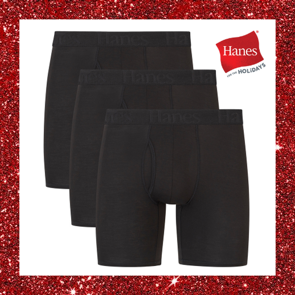 Hanes Originals Men's SuperSoft Boxer Briefs Underwear, Viscose from Bamboo, Black, 3-Pack