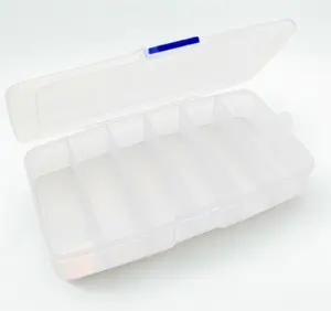 Plastic Box, 6 Fixed Compartments, 7.5 x 4 x 1.25"