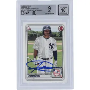 Jasson Dominguez New York Yankees Autographed 2020 Bowman Series 1 #BP-8 Beckett Fanatics Witnessed Authenticated 9/10 Rookie Card - Fanatics Authentic Certified