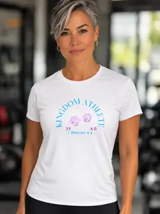 Kingdom Athlete barbell graphic T-Shirt woman fitness gym tee