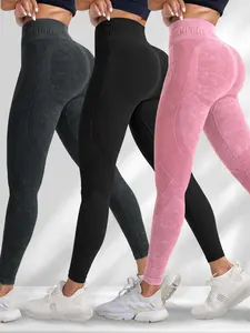 Sporty Women's Letter Pattern High Waist Sports Leggings, Breathable Comfortable Seamless Skinny Pants for Yoga Gym, Ladies Sportswear for Indoor Outdoor Wear