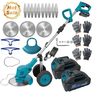 21V Cordless Grass Trimmer Battery Powered,18000RPSWeed Wacker,A lawn mower that women can operate alonewith 2 Batteries & Charger, Lightweight Brush Cutter/GrassTrimmer, 2 Types Blade, for Lawn Yard Garden