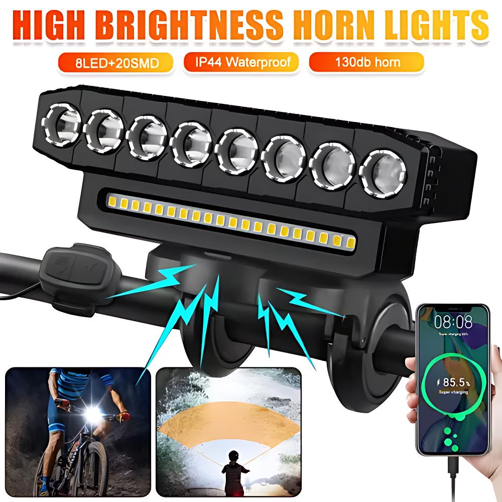 High Brightness 900 Lumen Max Rechargeable USB Charger IP44 Rated Waterproof LED Bike Headlight - Bike, Ebike Accessories for Night Riding, Road Cyclists (Tools & Hardware Accessory)