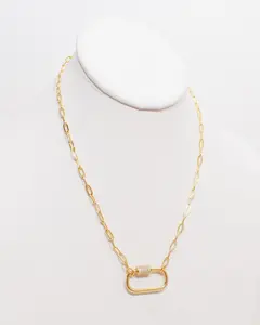 Carabiner Pave Screw Necklace