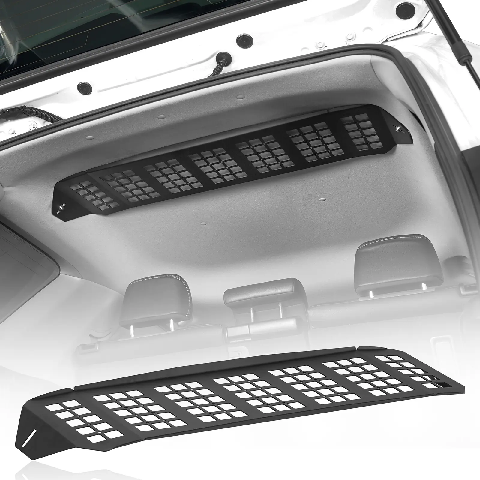 Hooke Road Durable Powder Coat Metal Rear Overhead Storage MOLLE Panel Car Organizer Kit with Steel Plate - SUV Accessories, Car Accessory, Pouch-Ready Panel, Rescue Tools Ready, Bolt-On Factory Point Install for 2010-2024 Toyota 4Runner