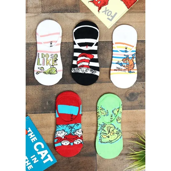 Adult Dr. Seuss 5 Pair No Show Sock Set Adult Dr. Seuss 5 Pair No Show Sock Set