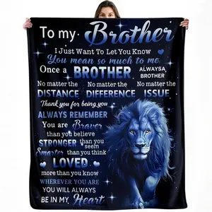 To My Brother Blanket Inspirational Lion Gift Strength Love Throw