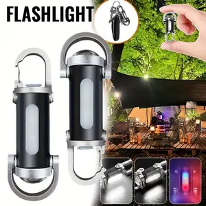 Portable Handheld Flashlight, Multifunctional Flashlight, Edc Flashlight Rechargeable, Mini Keychain LED Torch, Multi-Functional Compact Outdoor Light, Type-C USB Rechargeable, 6 Lighting Modes