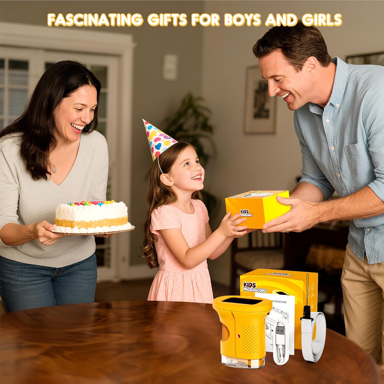 Kids Handheld Digital Microscope & Magnifying Glass, 2.4" Screen 50-1000X Zoom Portable Microscope with 8 LED Lights, Rechargeable Photo Video Nature Exploration Toy, Educational Science Gift for Boys Girls Ages 3-12