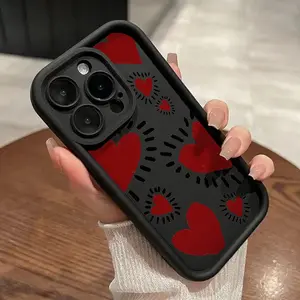 Graffiti Love Heart Pattern Phone Case for iPhone 16 15 14 Pro Max 13 12 11 XR XS Plus Shockproof Full Camera Protection Durable slim Silicone Cover