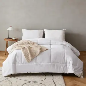 Down Alternative Comforter, Queen Size Duvet Insert with 100% Cotton Cover,-Soft Microfiber Quilted All Season Breathable Cooling Bed Comforter (Queen, White)