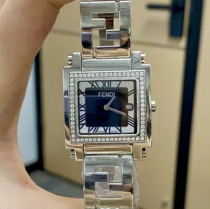 Fendi Vintage 24.5mm Quartz - Silver/Black Dial, Steel Bracelet & Diamond-Set Caseback Ladies Watch MWT000588