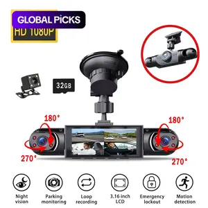 4 Lens Car Dash Cam, Car DVR with IR Night Vision, Car Camera with 32GB Card, Continuous Cycle Recording for Safe Driving, Automotive Driving Recorder #TOP PICKS