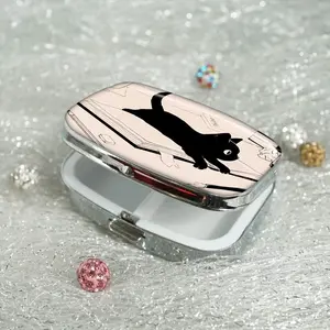 Cute Cartoon Cat Pattern Pill Box, 2 Grid Medicine Storage Box, Rectangle Decorative Box, Vitamin Pill Organizer For Pocket Purse And Travel Bag, Dustproof Medicine Organizer