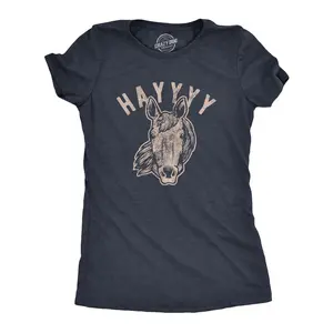 Womens Hayyy T Shirt Funny Hay Is for Horses Hello Sarcastic Hilarious Graphic Novelty Tee Funny Womens T Shirts Cute Vintage Fashion Casual Ladies T-Shirt Gift Funny Animal Top Women's Novelty Tees Navy