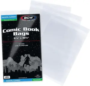 BCW Resealable Current/Modern Comic Bags - 100 ct | Acid-Free Modern Comic Bags for Current Issues | Exterior 6 7/8 x 10 1/2 inches | Crystal Clear Protection for Your Comic Collection