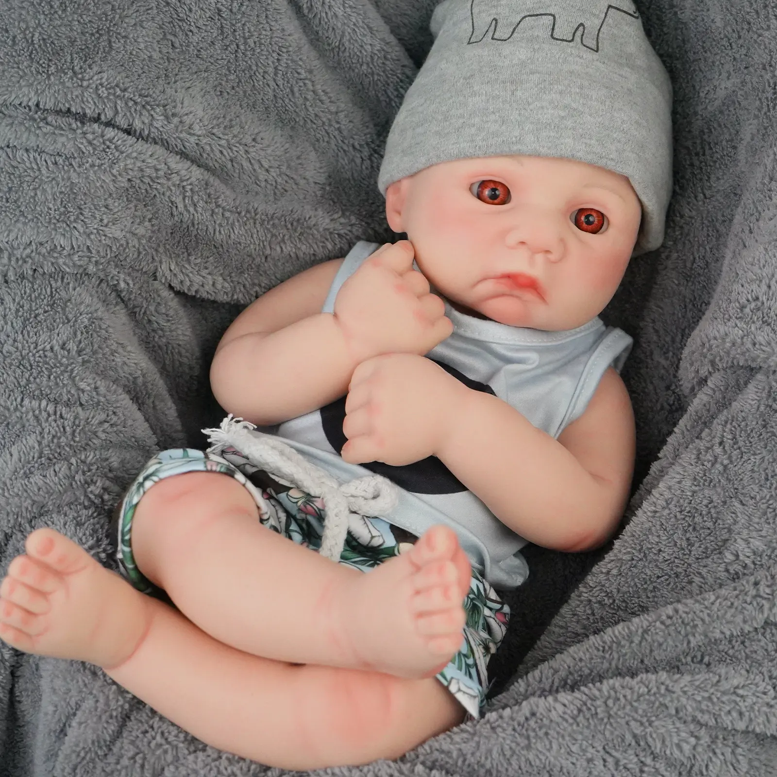 FunCuddle NO.2 16.14-in All Silicone Reborn Baby Doll for Boys - Washable, True Infant Weight, Realistic Soft, Doll Accessories, Birthday Gift for Girls, Soft Dolls