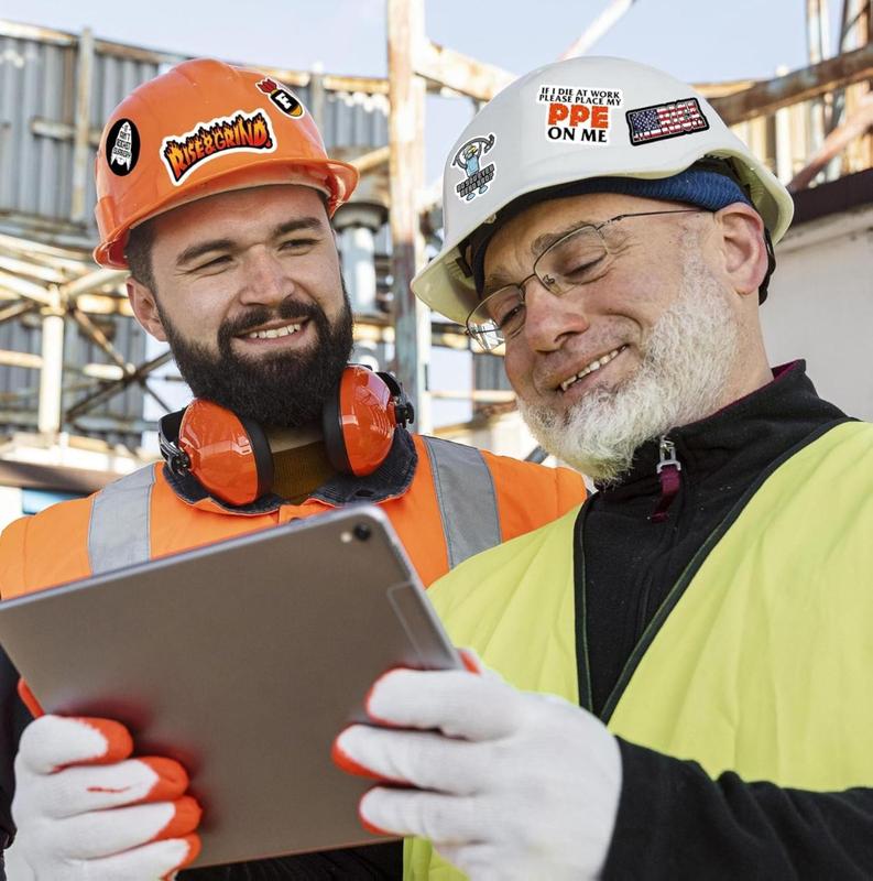 150 PCS Hard Hat Stickers for Adults - Funny Dirty Waterproof Vinyl Stickers for Water Bottle Laptop Helmet Tool Box Cars Blue Collar Stickers for Men