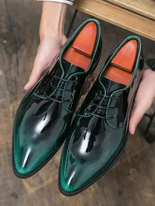 Men's Oxford Shoes, Casual Oxford, Lace-Up Pointed Toe Business Formal Office Shoes, Wedding Shoes, 1 Pair, Stylish and Comfortable, Rubber
