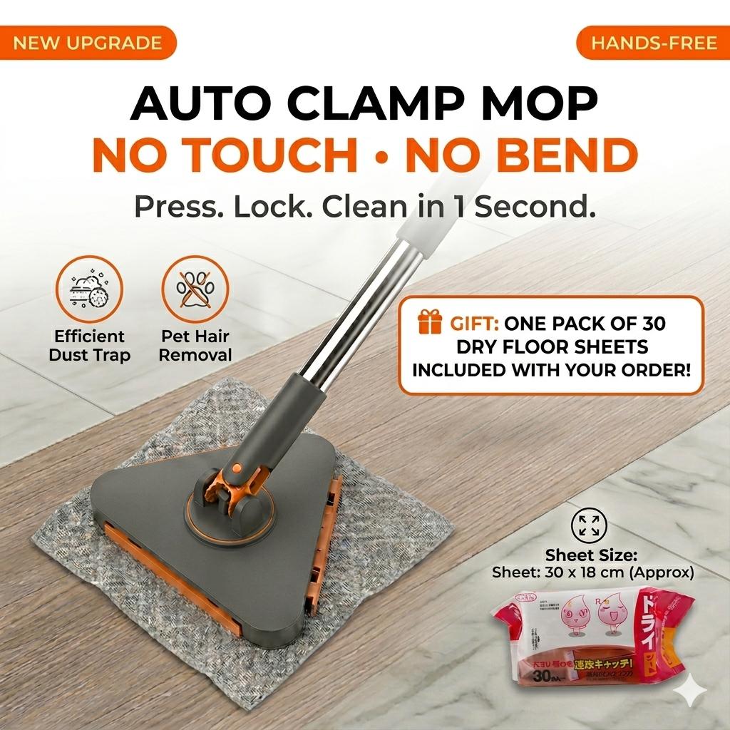 360° Auto-Clamping Triangular Mop: The Ultimate Solution for Ceiling Corners! (Includes 30 Cleaning Cloths) 360° Auto-Clamping Triangular Mop: The Ultimate Solution for Ceiling Corners! (Includes 30 Cleaning Cloths)