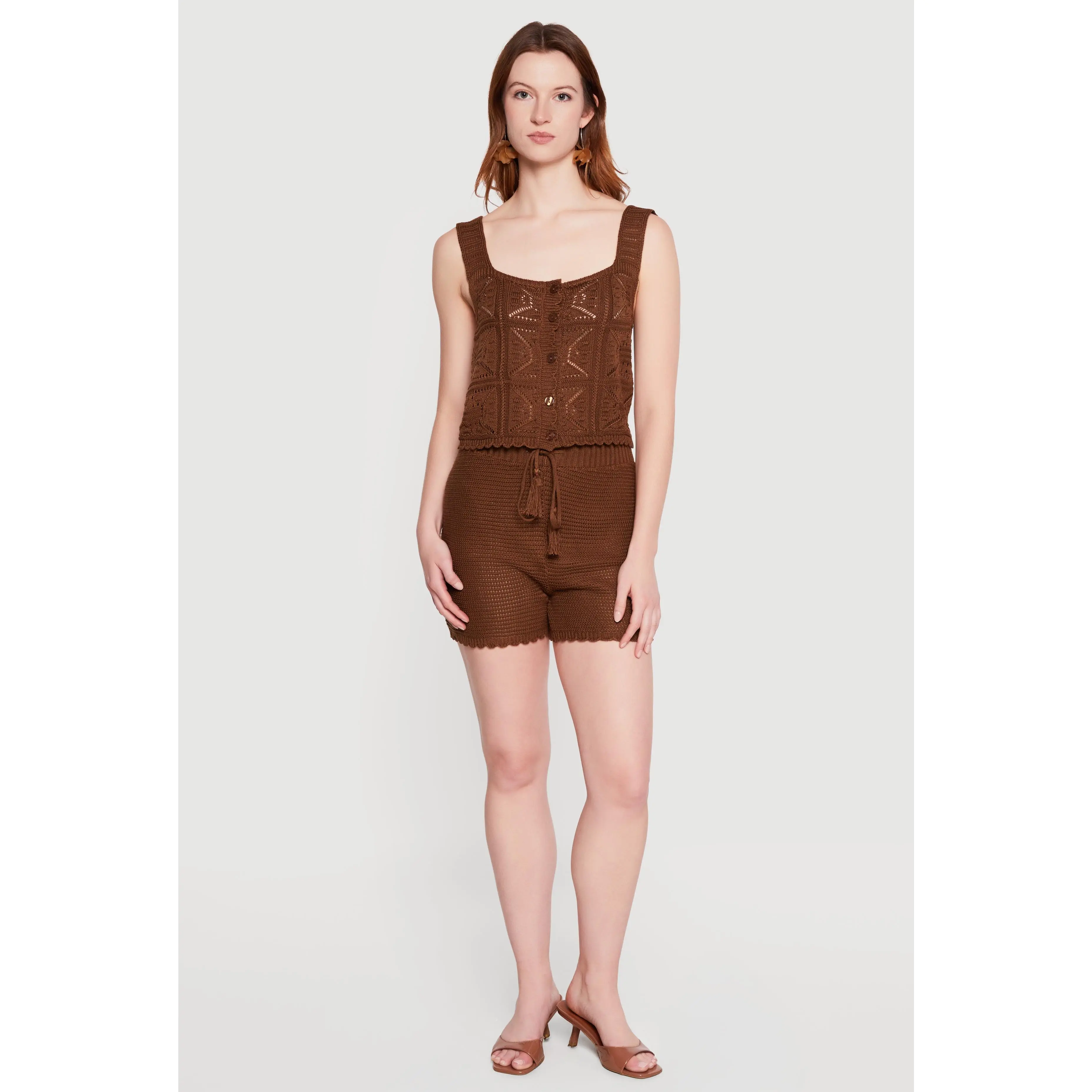 Drawstring Waist Crochet Shorts
