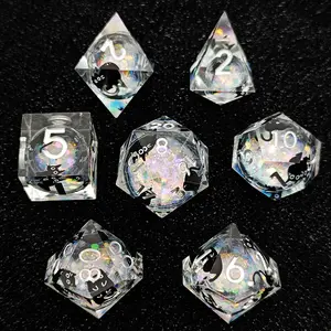 Resin Quicksand Sticker Polyhedral Dice Set for COC Cthulhu, Dungeons & Dragons (DND) Role-Playing Games, Includes D20 Die