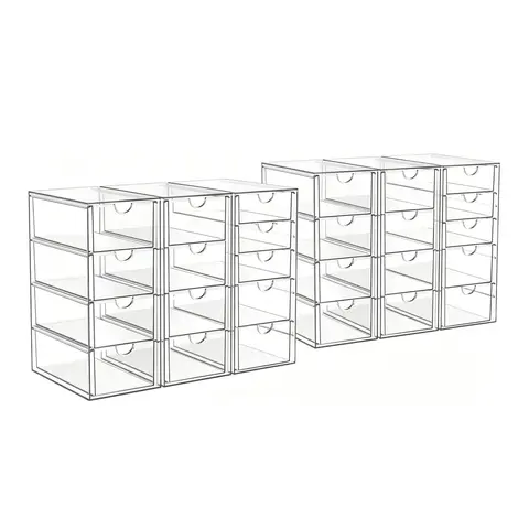 Clear Acrylic Stackable Storage Box – 13 Drawers or 26 Drawers Bundle – Dustproof for Bathroom, Vanity, Pantry, Office, Laundry