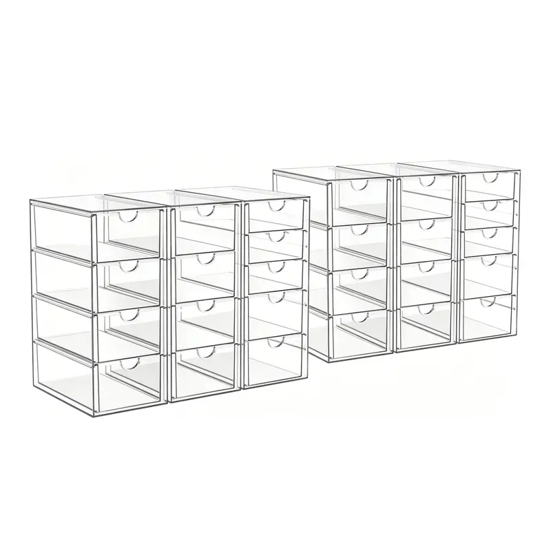 Clear Acrylic Stackable Storage Box – 13 Drawers or 26 Drawers Bundle – Dustproof for Bathroom, Vanity, Pantry, Office, Laundry