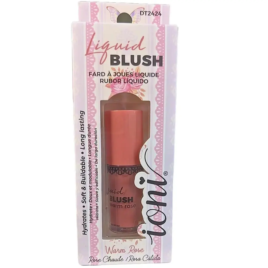 ioni Warm Rose Liquid Blush Long Lasting Buildable Cream Cheek Tint with High Pigment Color Weightless Blendable Formula for Natural Dewy Finish