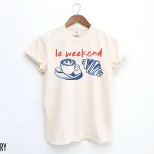 Weekend Shirt, Coffee Tshirt, Croissant Shirt, French T Shirt, Weekending T-Shirt, Retro Graphic Tee, Vintage Aesthetic, Le Weekend, Women