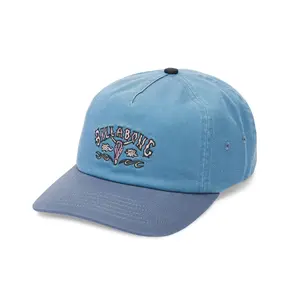 BILLABONG Occy Strapback Hat, 5 Panel Unstructured Demi-Curved Brim Snapback Hat, Washed Fabric Everyday Casual Hat - Cloud Blue