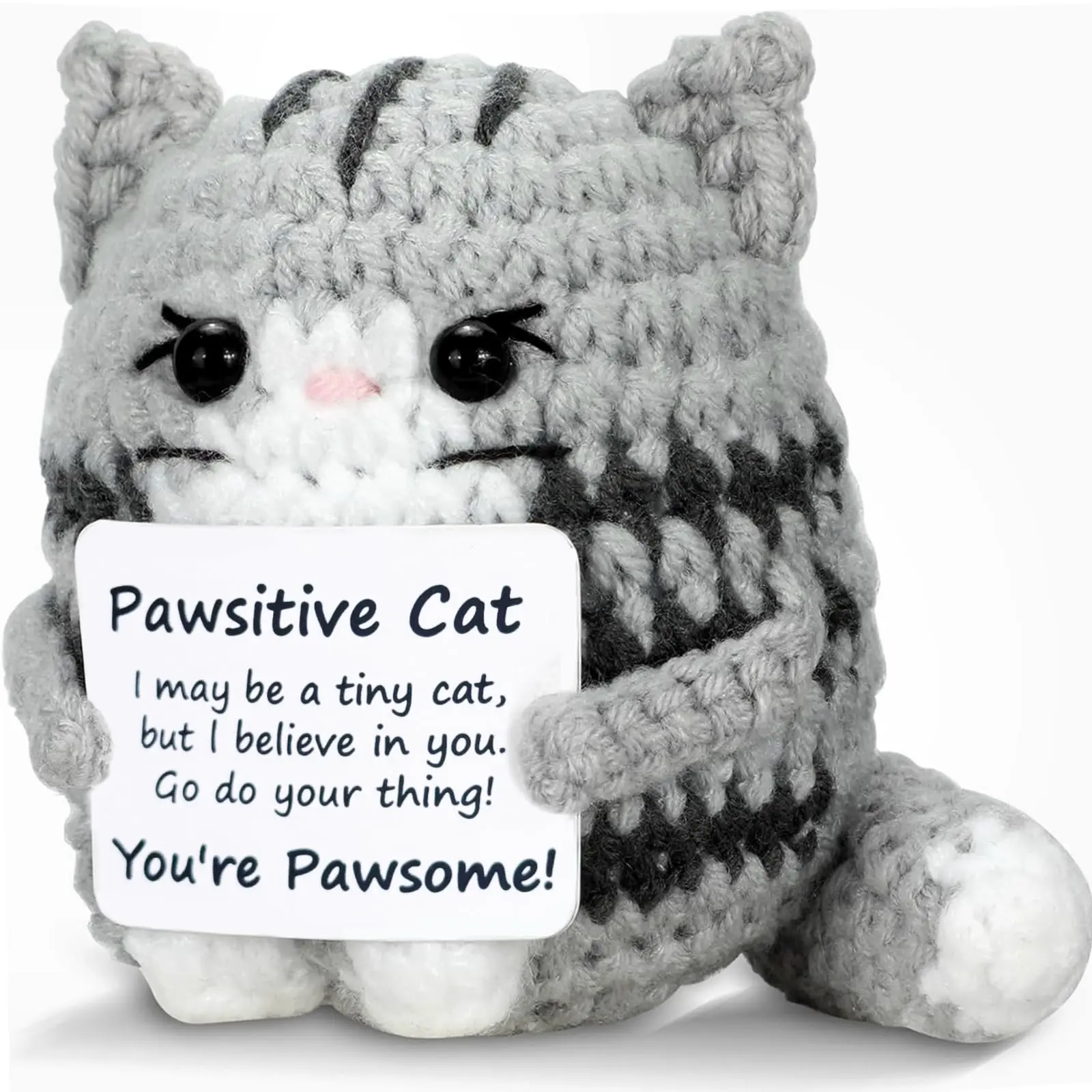 Handmade Mini Knitted Cat Plush Toy, Unique Emotional Support Plush For Anxiety Relief, Perfect Christmas Presents Holiday Gifts, Birthday Gifts For Him Her Women Men, Teacher Appreciation Gift Cute Desk Decor & Bag Pendant