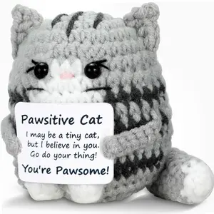 Cute Mini Hand-Knit Cat Stuffed Doll, Soft Emotional Support Plush For Relaxing, Ideal Christmas Presents & Holiday Gifts, Birthday Gifts For Women Men Him Her, Teacher Appreciation Gift Small Decor For Bag Desk Car