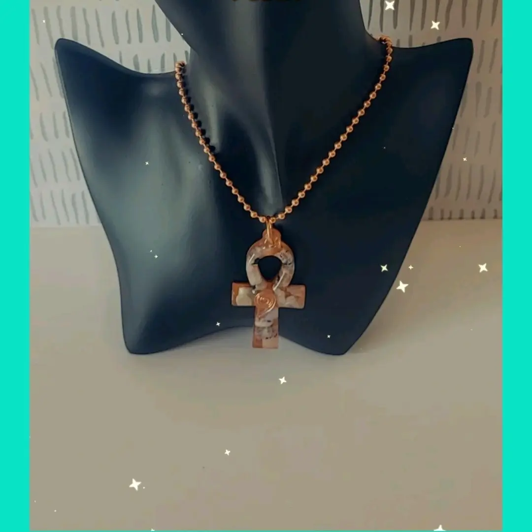 Copper and Moonstone Ankh